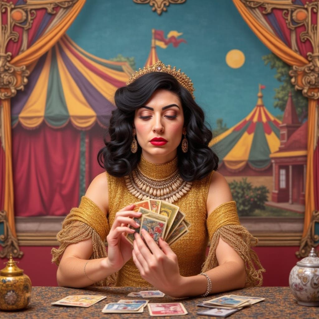 Mystical Circus Performer in Woolen Grandeur