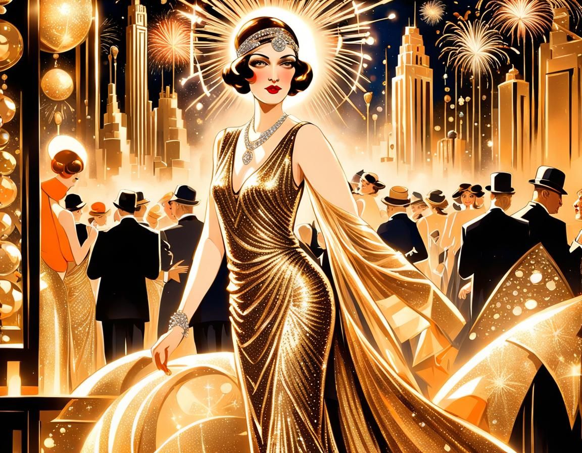 Roaring 20s Art Deco Party with Bejeweled Lady