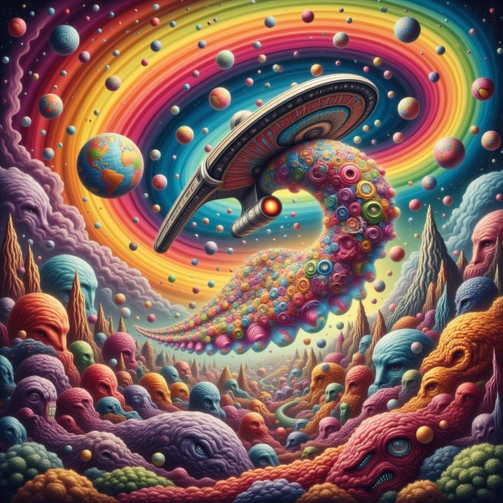 Surreal Starship Enterprise Embarks on Whimsical Journey Thr...