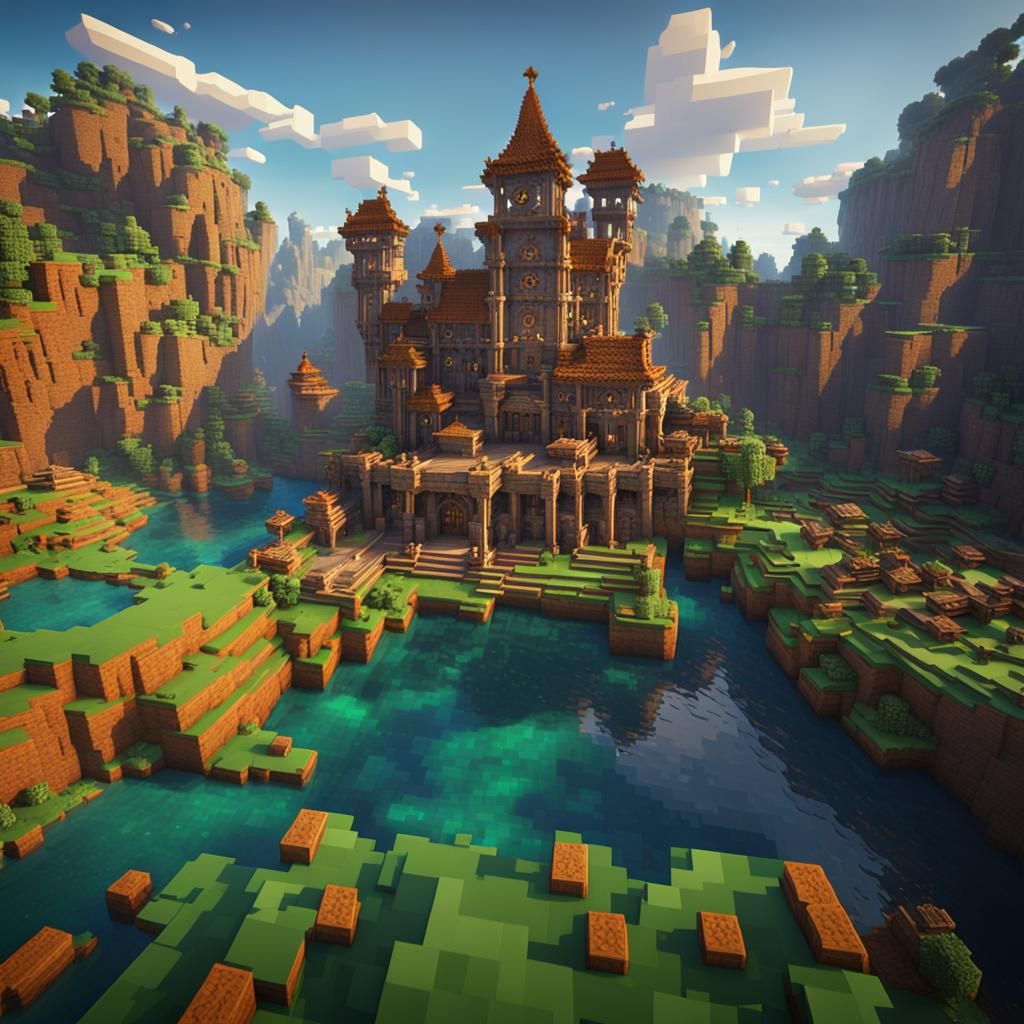 Detailed Minecraft Matte Painting in Unreal Engine 5