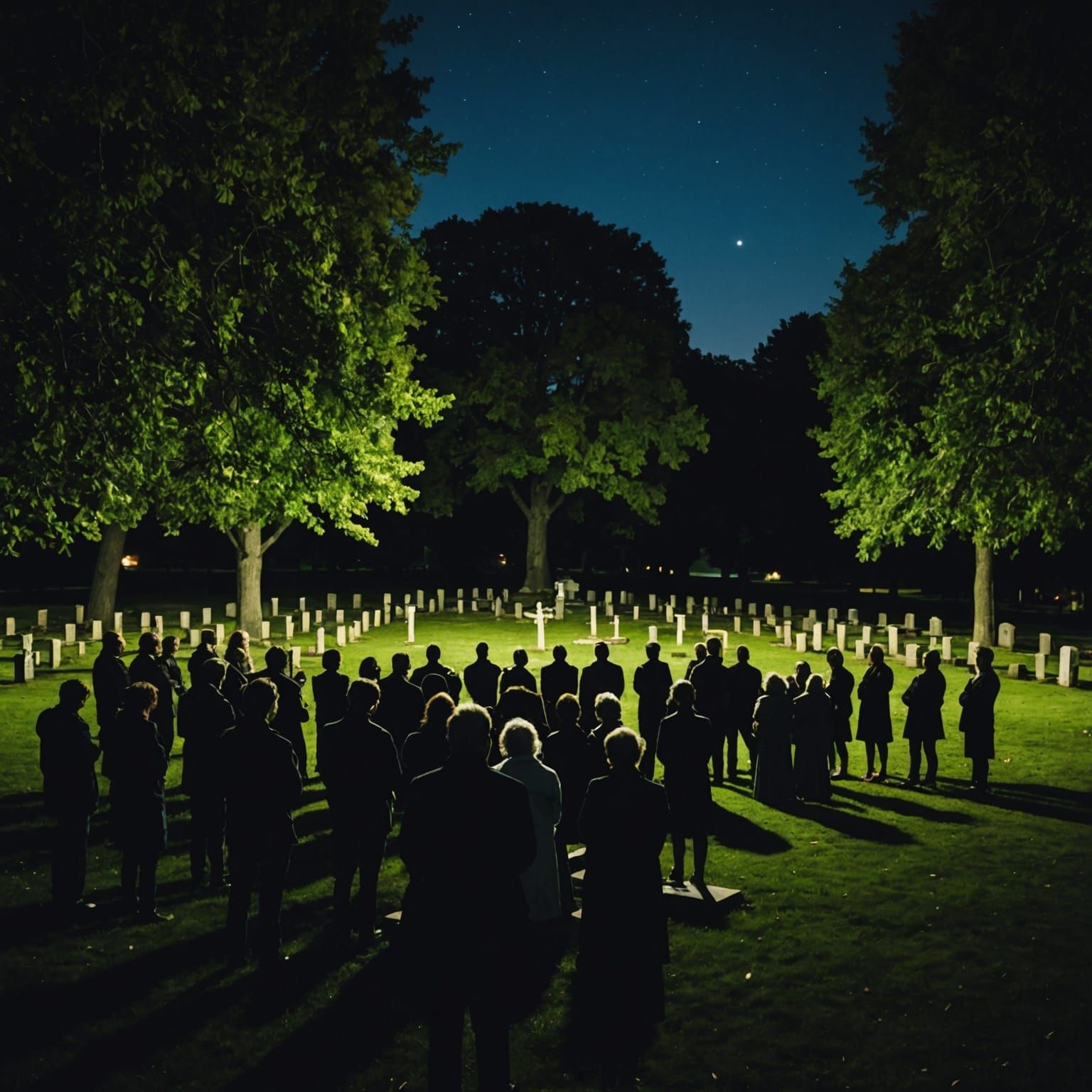 Nighttime Cemetery Prayer Circle