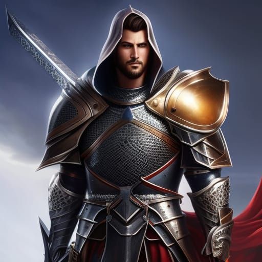 Handsome Knight Portrait in High Fantasy Style