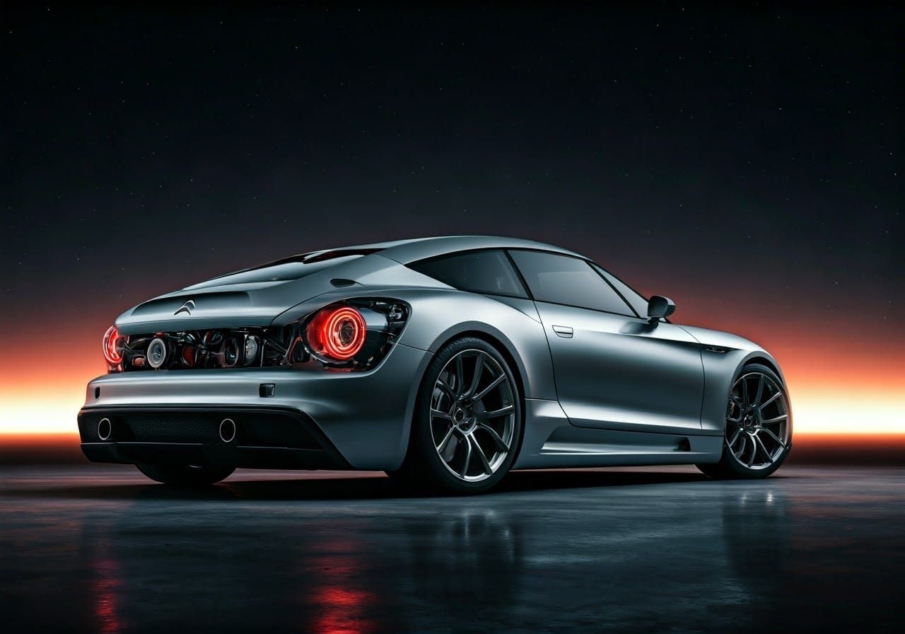 Sleek Silver 2010 Citroën XM Zagato GTO Concept Car in Futur...