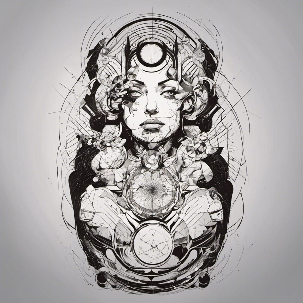 Geometric Arm Tattoo in Pop Art Style