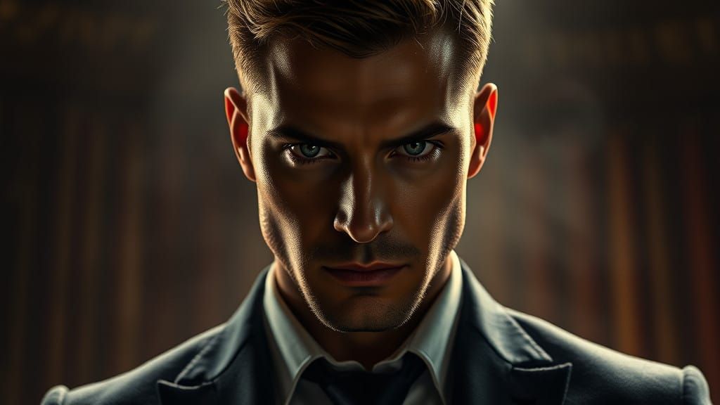 Moody Portrait of a Man in a Dark Suit