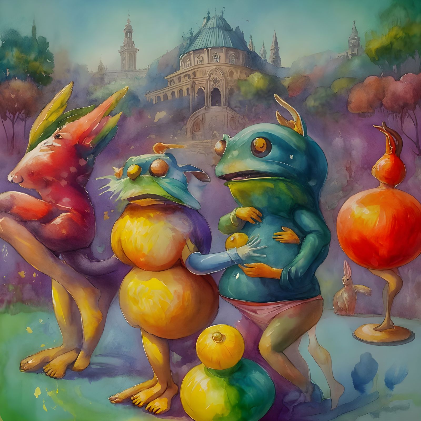 Hare Krishna Dancing in a Vibrant Airport Scene in Impressio...