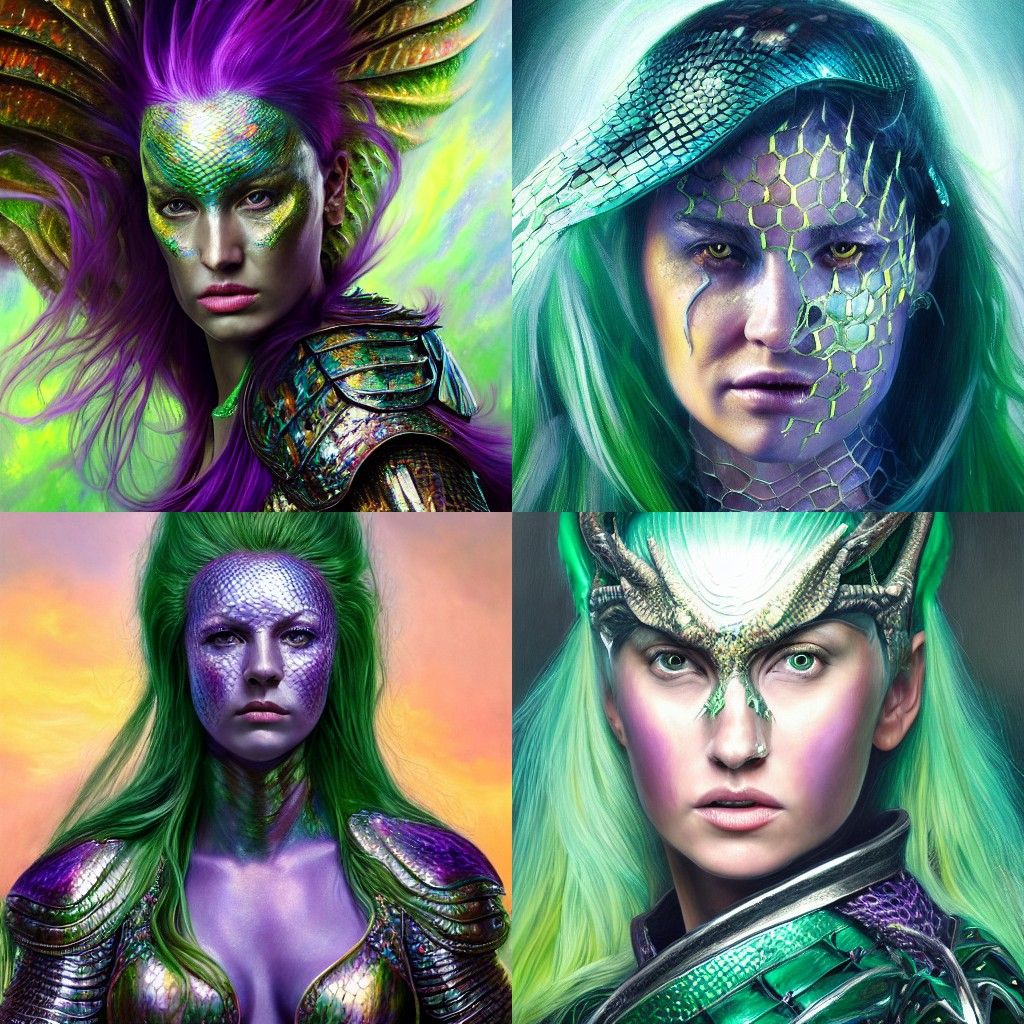 Dragon Scale Armor Woman in Hyperrealistic Oil