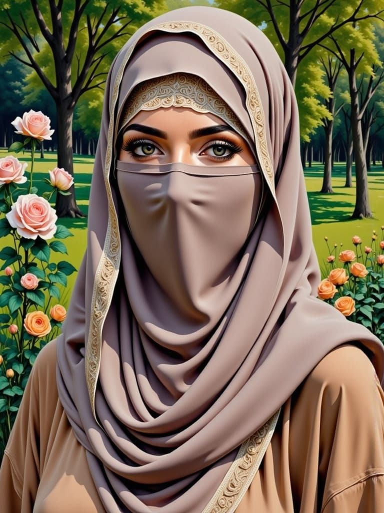 Modest Elegance: A Young Woman's Enigmatic Gaze