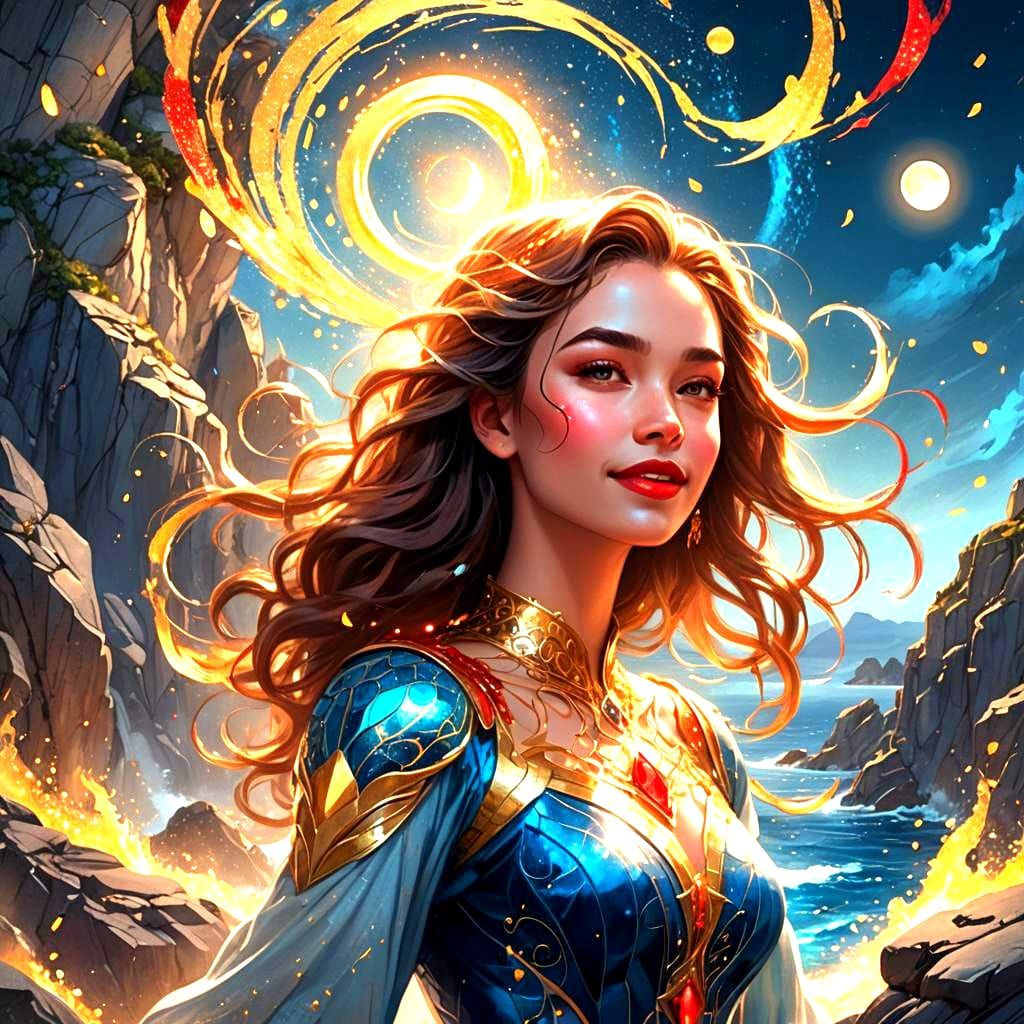 Golden Sparks Girl: A Digital Fantasy Portrait