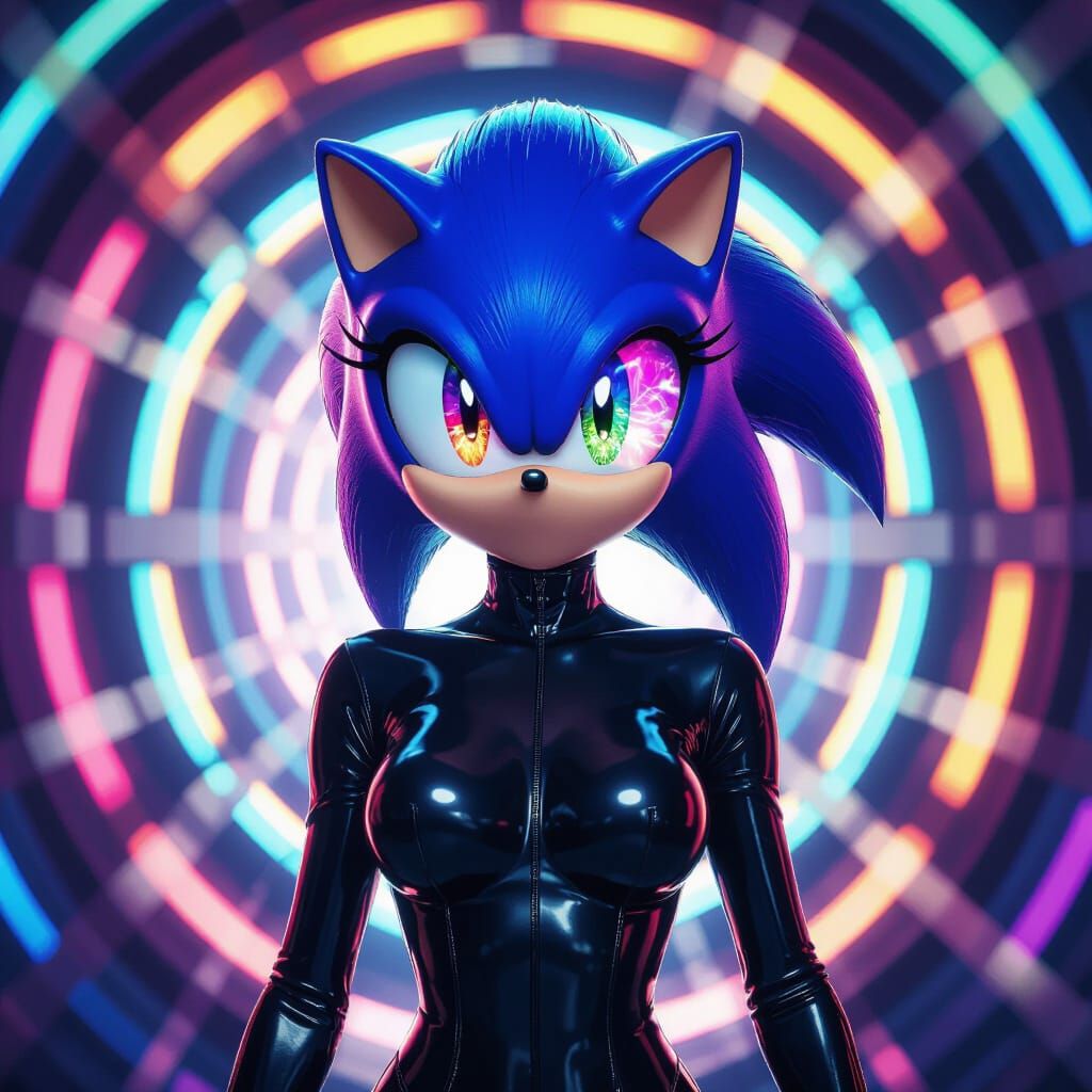 Hypnotized Sonic Alter Ego in Black Latex Suit