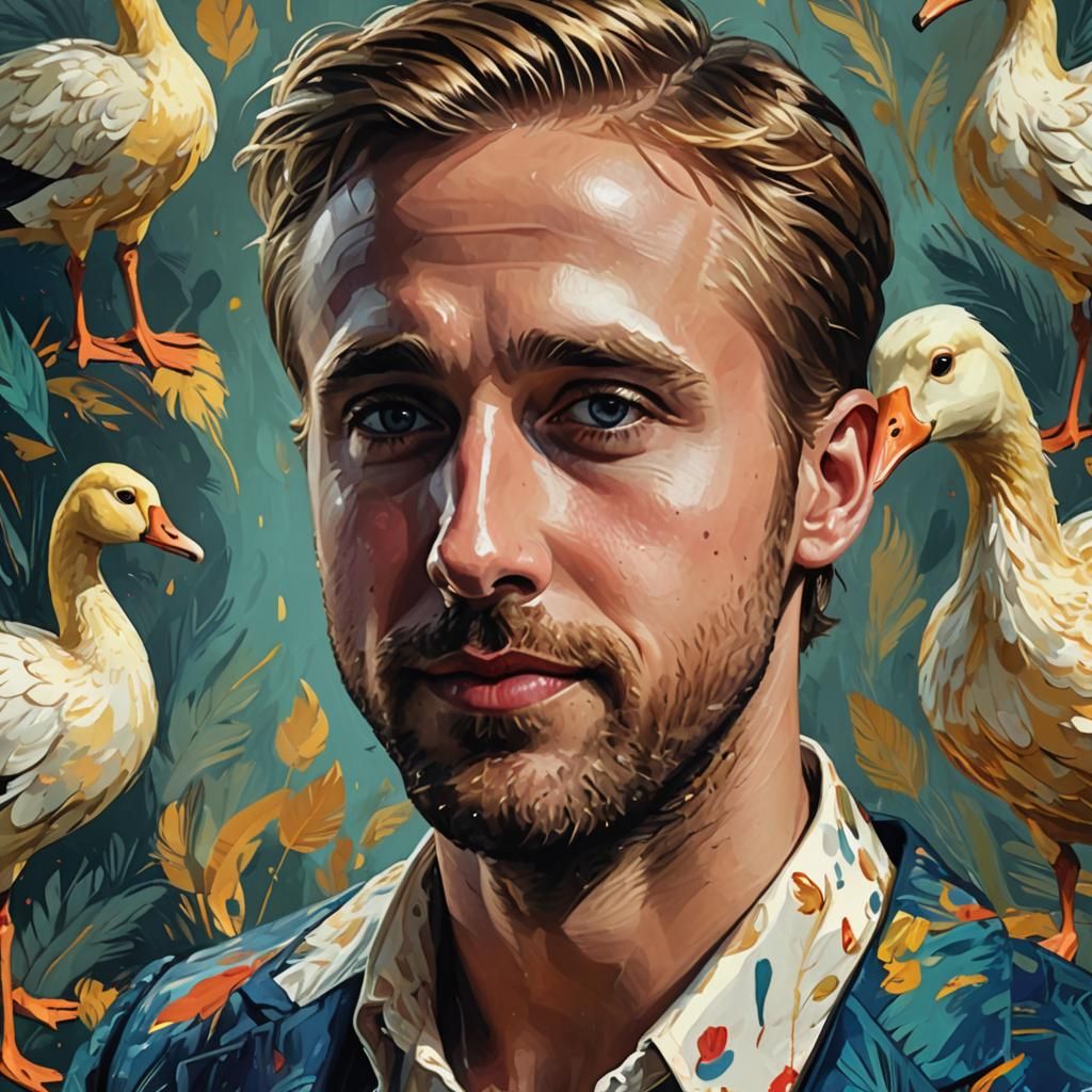 Ryan Gosling as Goose in Fragonard Style