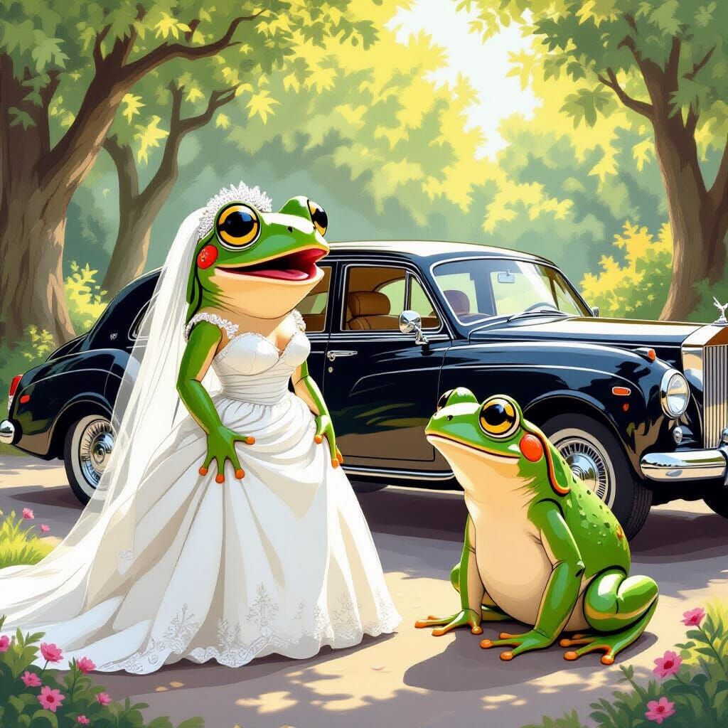 Frog Wedding in Beatrix Potter Style