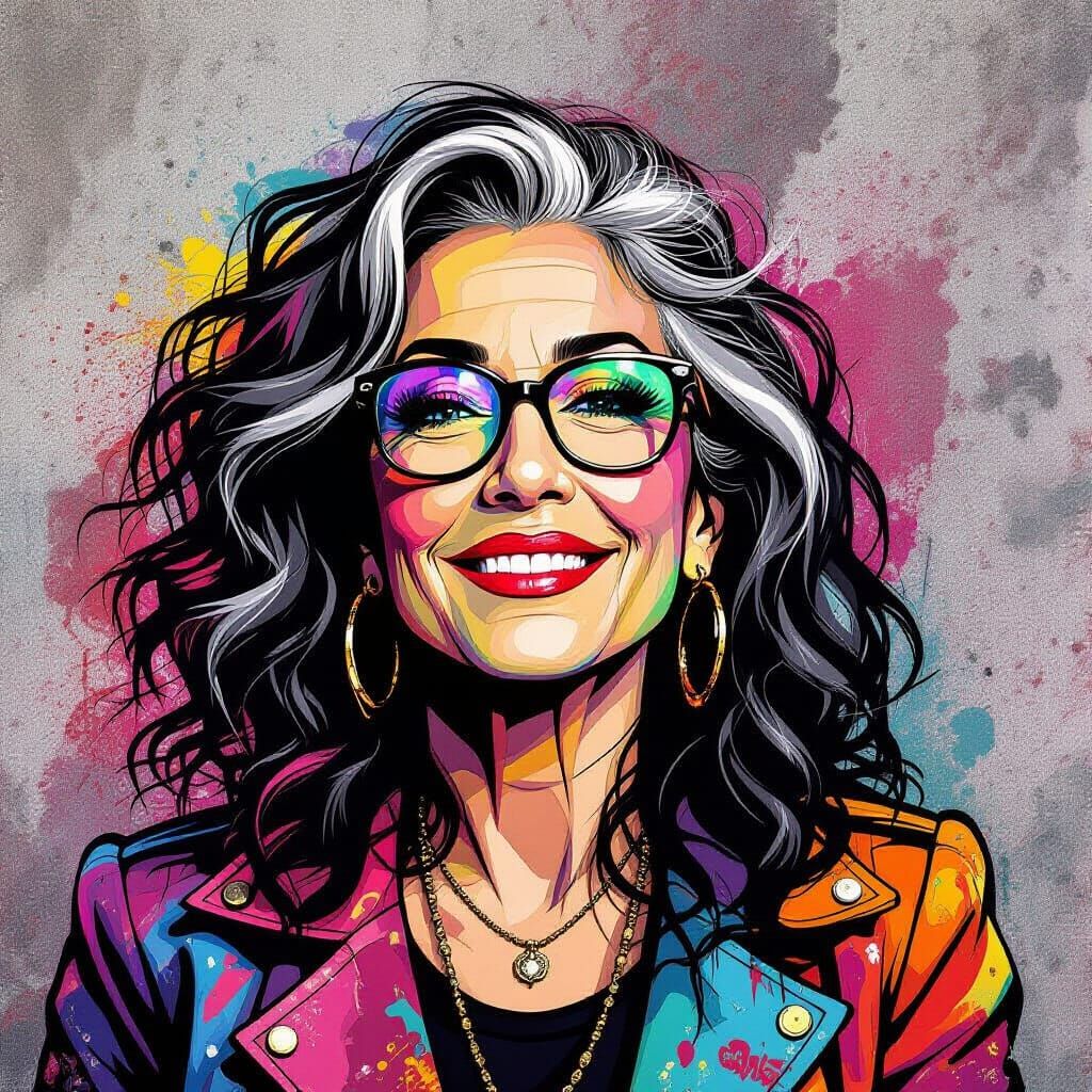 Rebellious Feminist Woman Portrait in Neo-Pop Urban Style