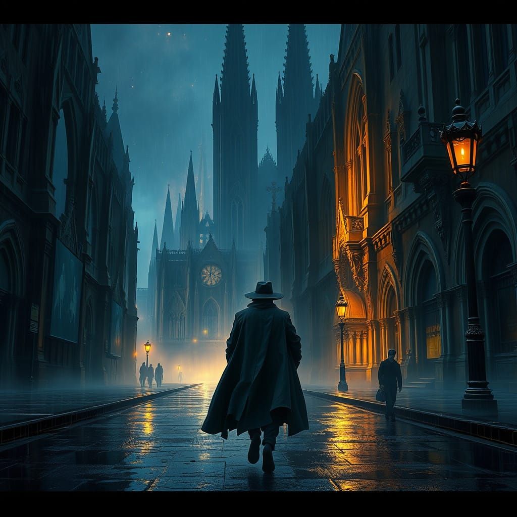 Ethereal Cityscape in a Rainy Night