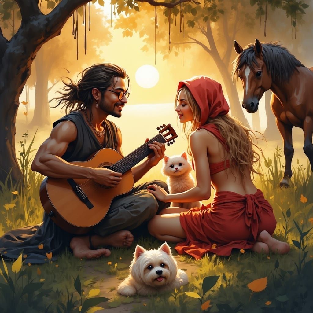 Surreal Harmony in a Warm Sunset Scene