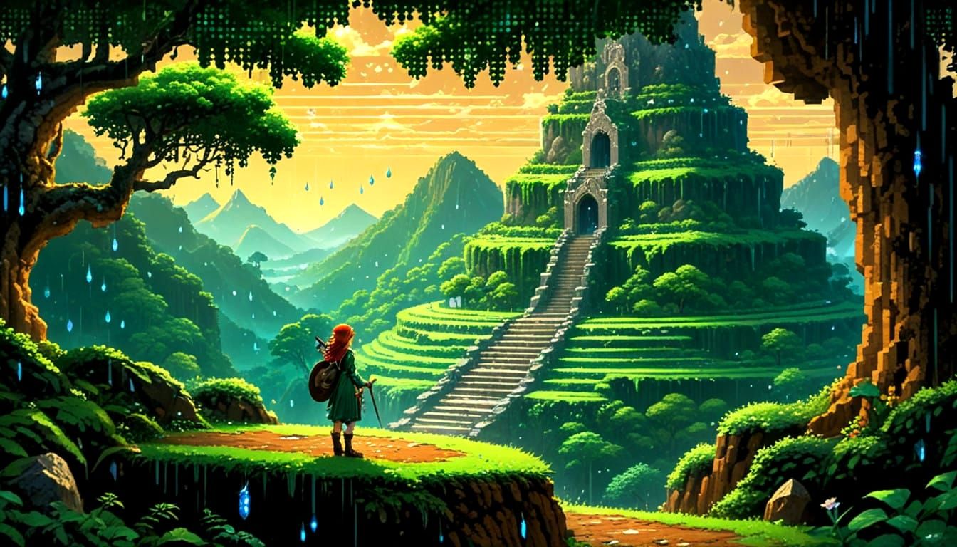 Discovering the Lost Temple - pixel art
