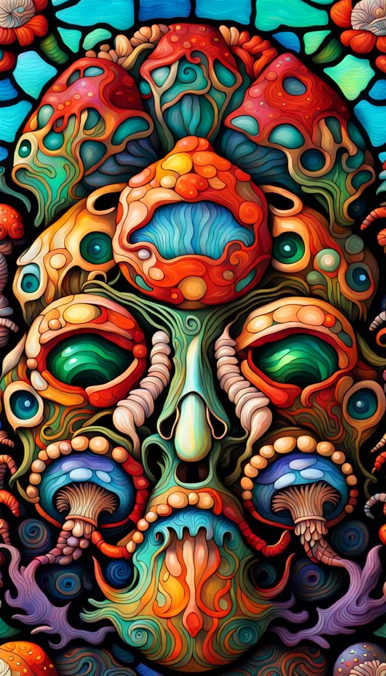 Mushrooms with Crab Claws in Art Nouveau Style