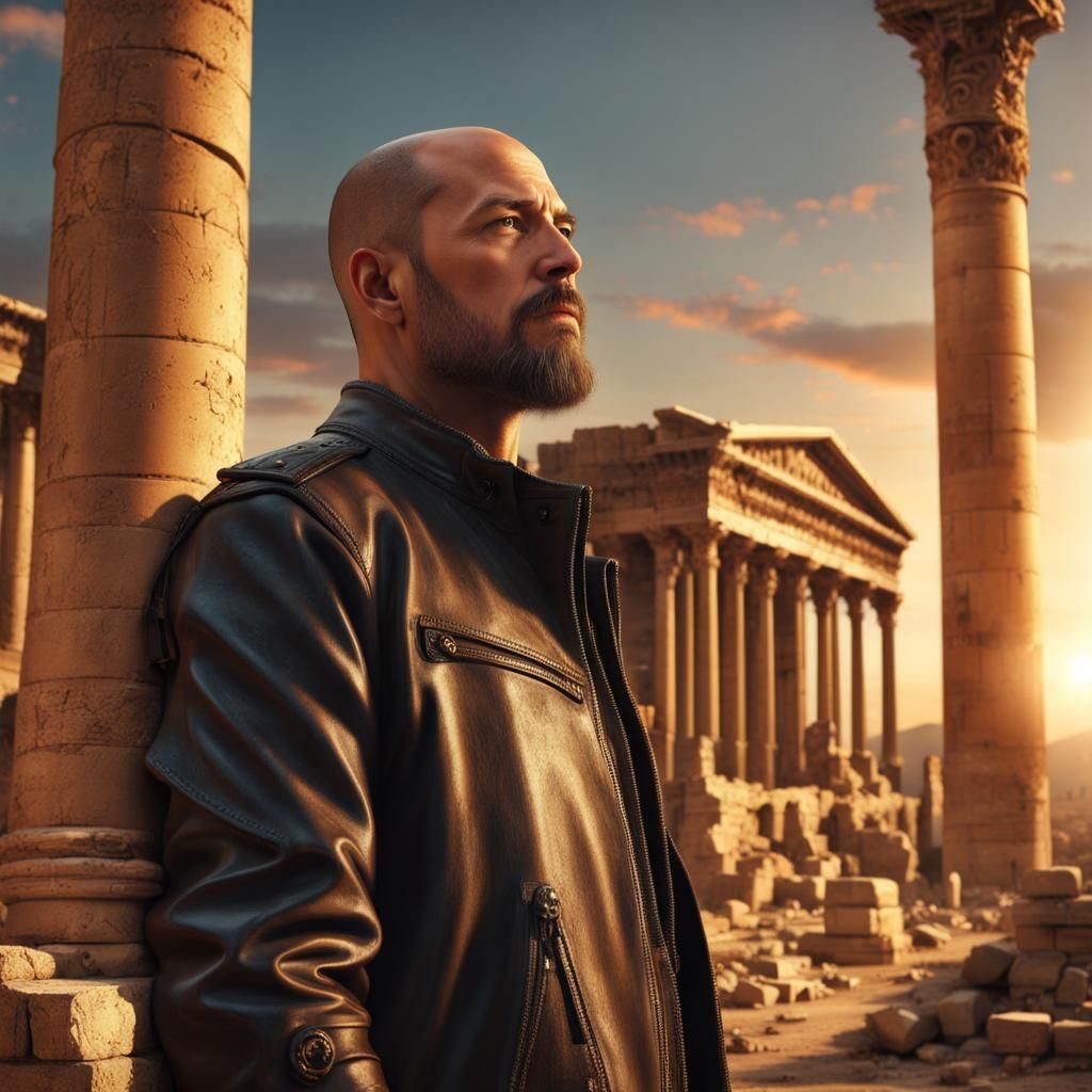 Babylon Sunset: Man in Ruins, Digital Matte Painting