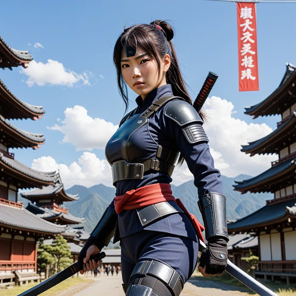 Future Kunoichi Agent in a Cyberpunk World