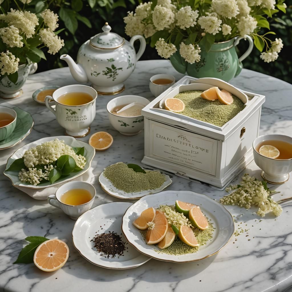 Elderflower Grapefruit Powder Spill: Detailed Digital Painti...