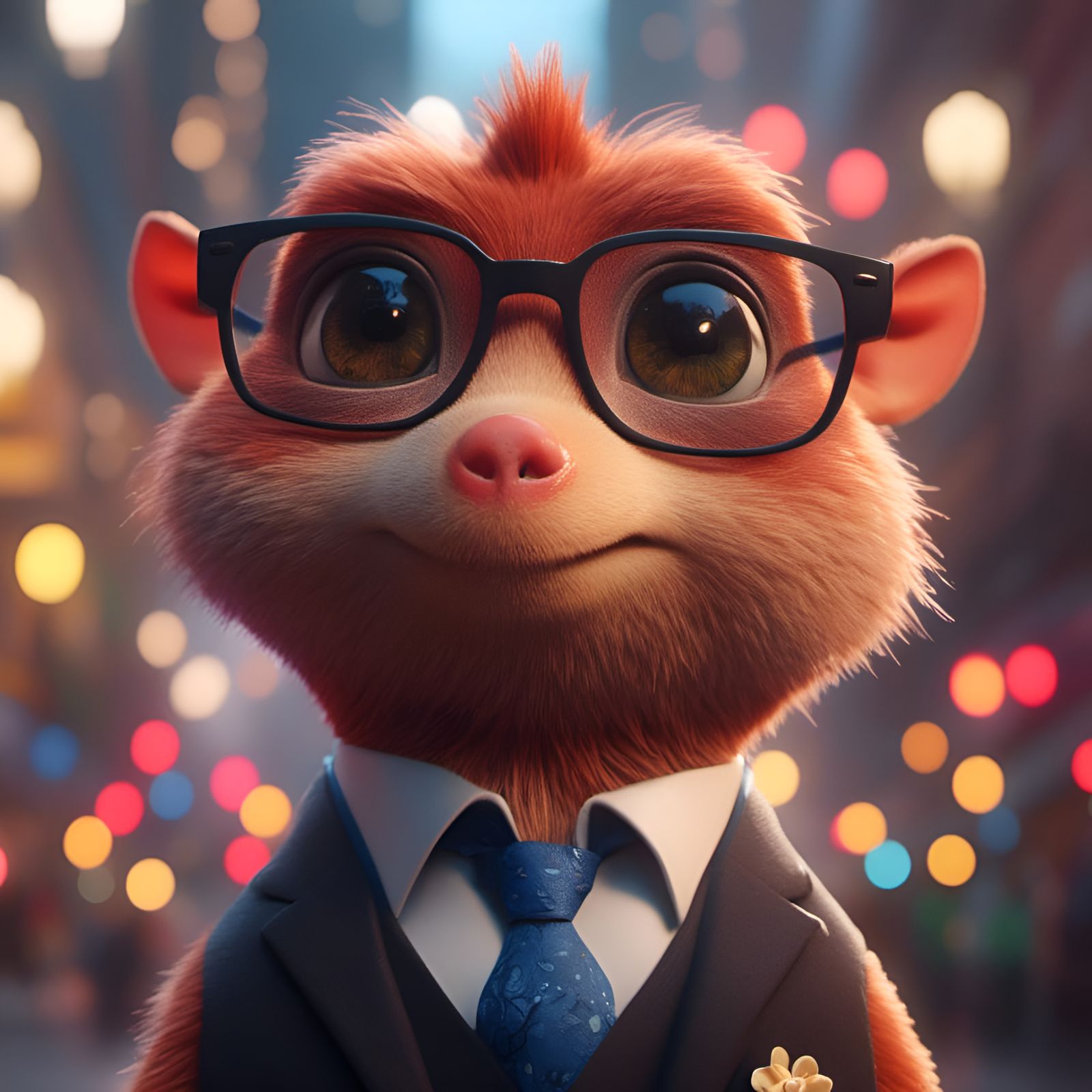 Dapper Animal Portrait in Suit, 3D Rendered