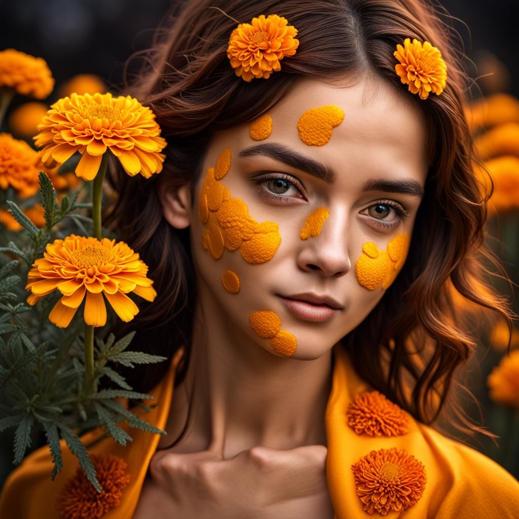 Marigold flower lady