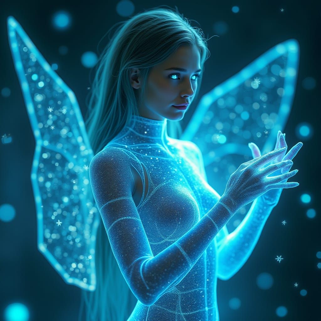 Elegant Cybernetic Goddess Unfolds from Holographic Interfac...