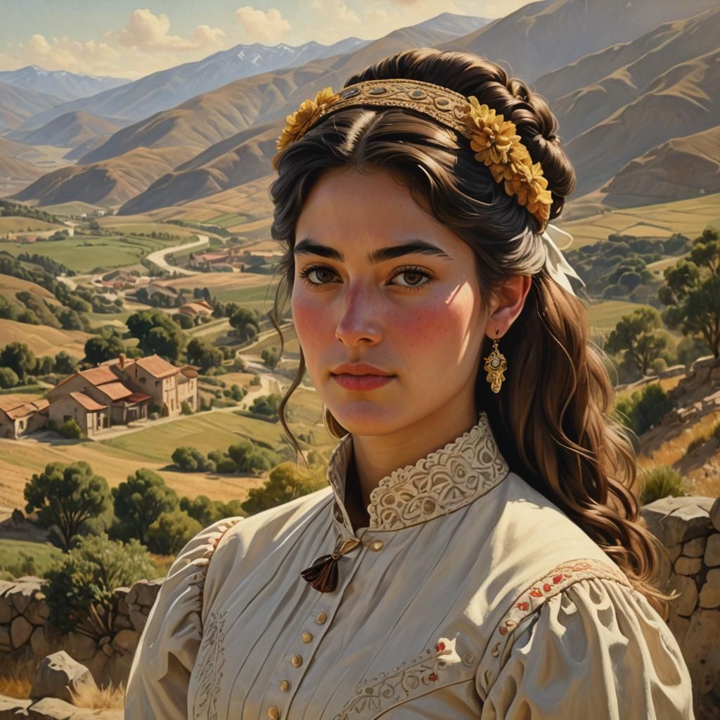 Historical Portrait of Chilean Woman in 1890s Style