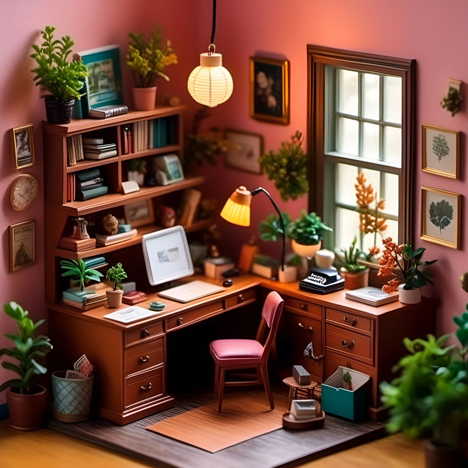 Miniature Home Office Isometric Diorama
