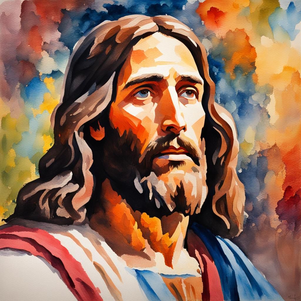 Jesus Christ as Impressionist Gouache Painting