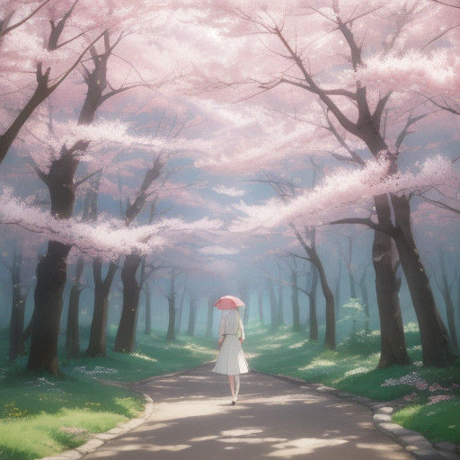 Girl in Serene Forest, Inspired by Studio Ghibli's Soft Focu...