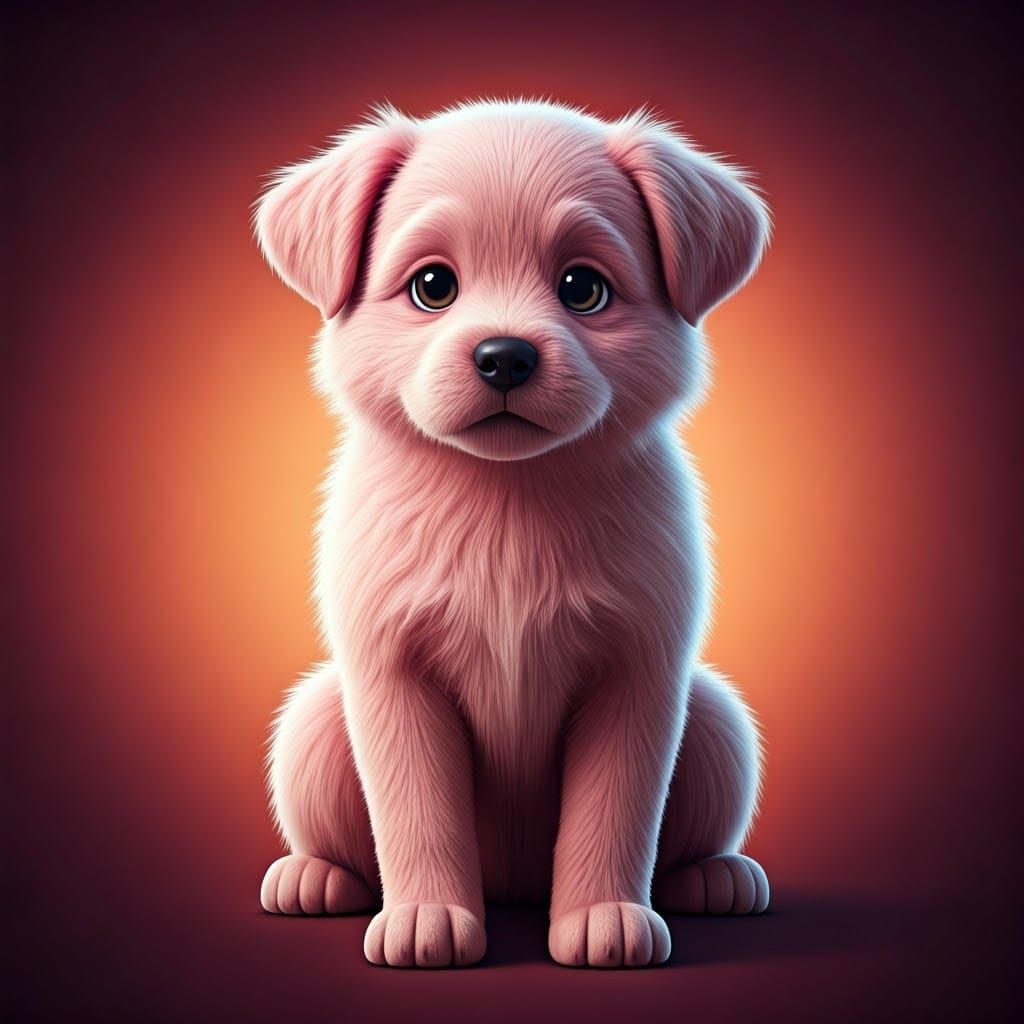 Playful Pink Puppy in 3D Digital Art
