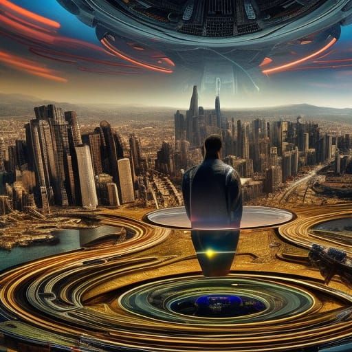 Hyperrealistic Cityscape with Alien Humanoids