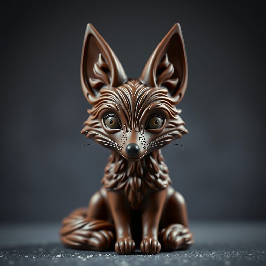 Detailed Chocolate Fox Sculpture Food Photography