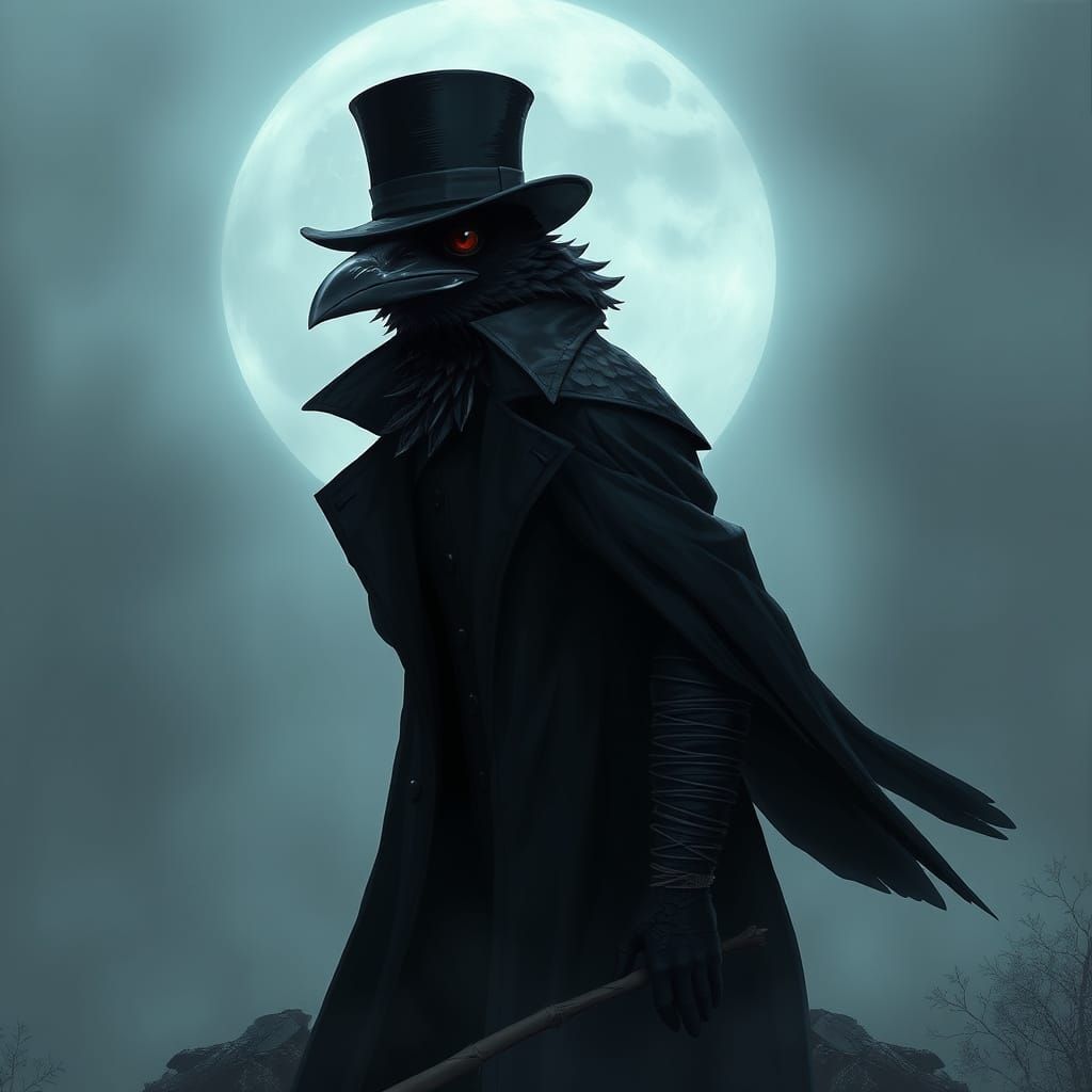 Mysterious Raven in Noir Style