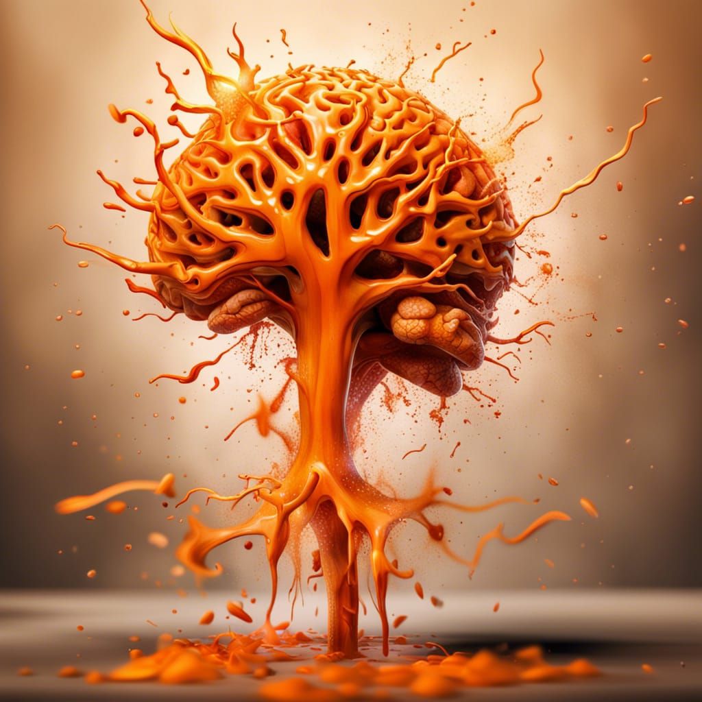 Exploding Orange Tree of Life in Splash Art