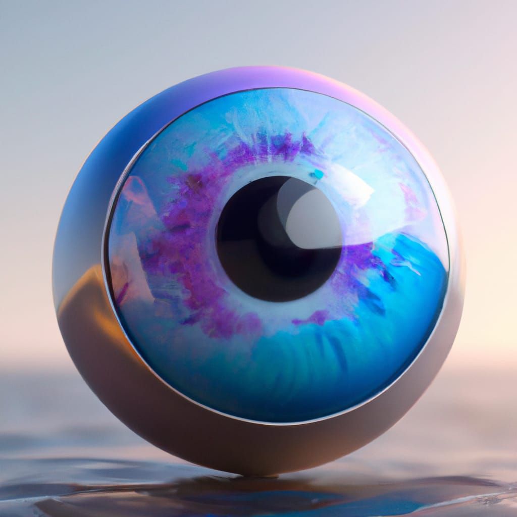 Crystal Eyeball Sculpture Reflecting Vibrant Colors
