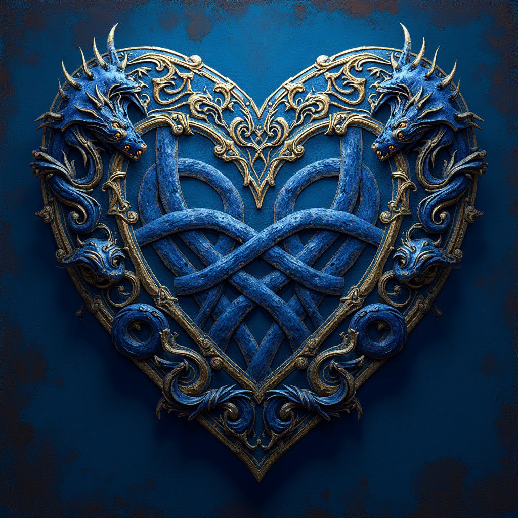 Blue Celtic Knot Heart Coat of Arms