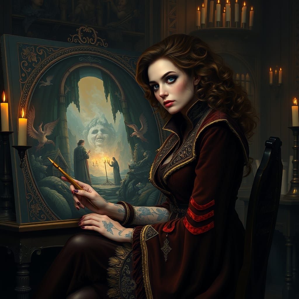 Celtic Woman Painting Dreamlike Gothic Art