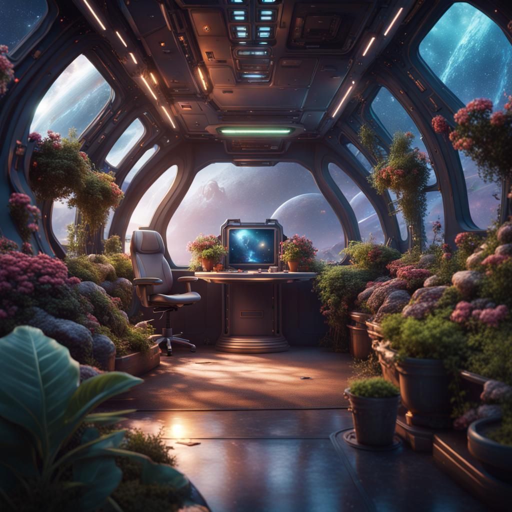Lush Space Garden in Detailed Matte Painting