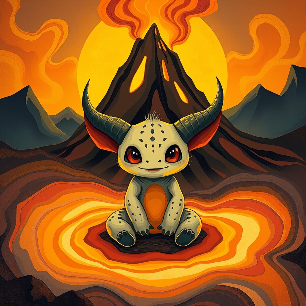 Imaginary Monster Lavabulle in Abstract Landscape