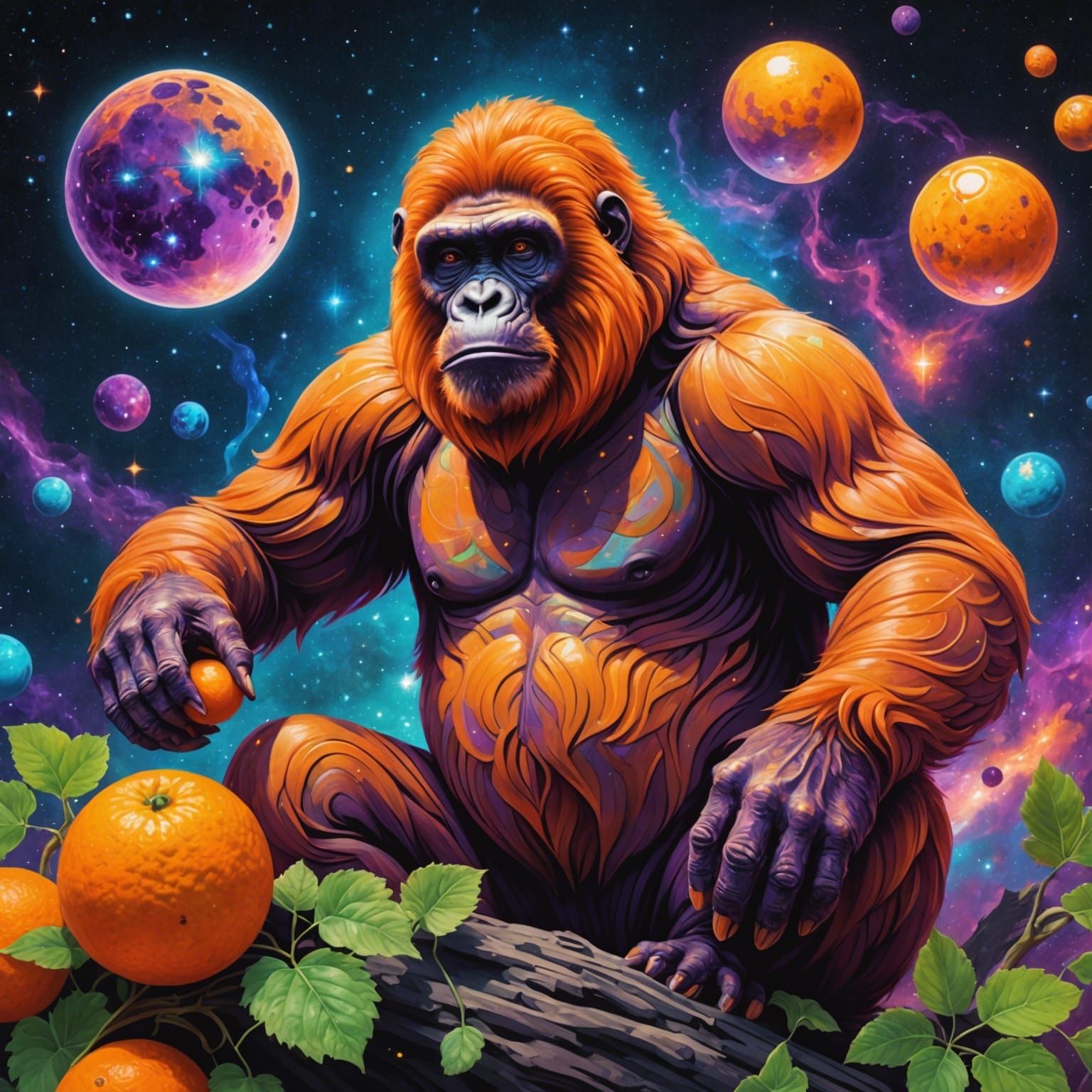 Psychedelic Orange Grape Ape Astral Illustration