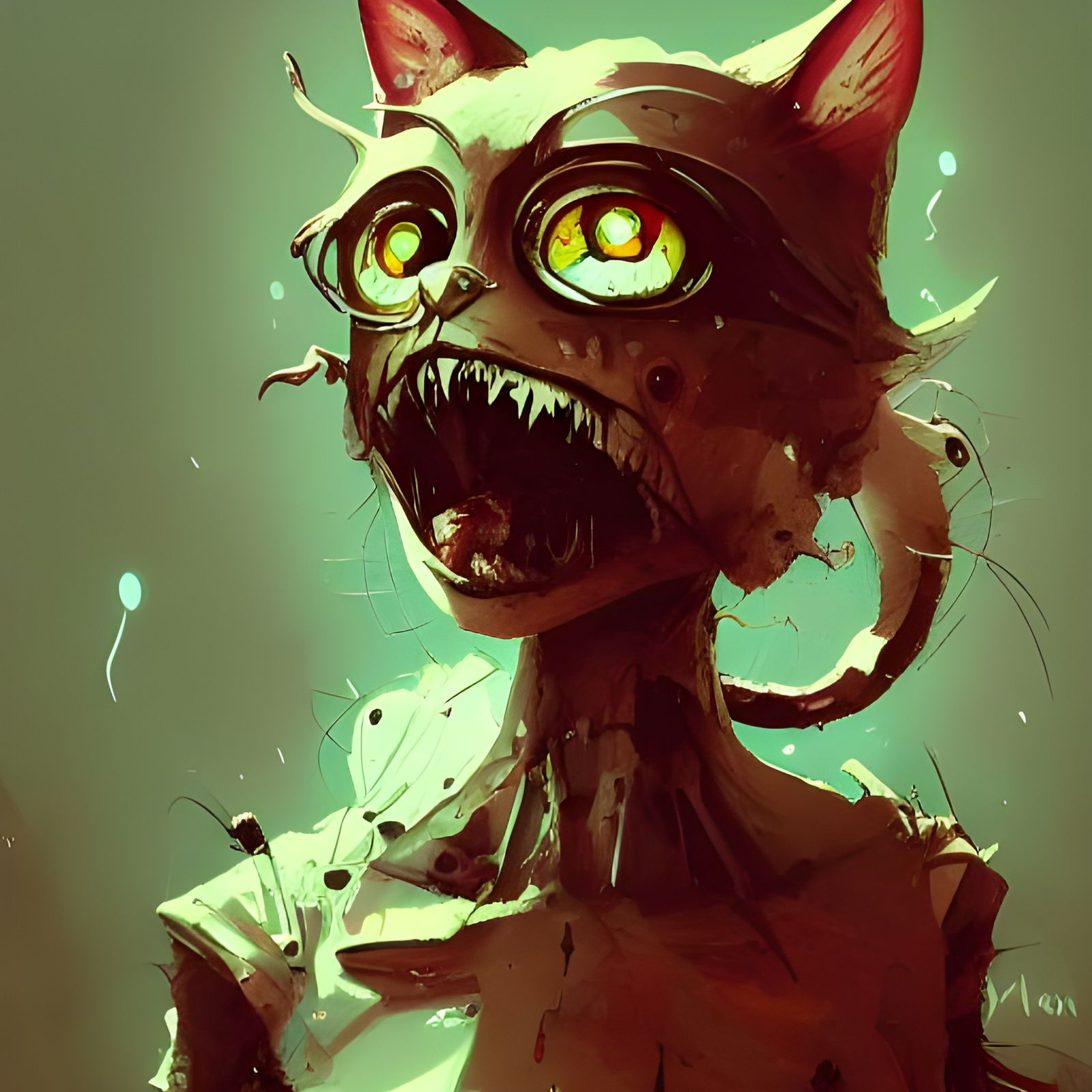Cartoon Zombie Cat in Halloween Costume