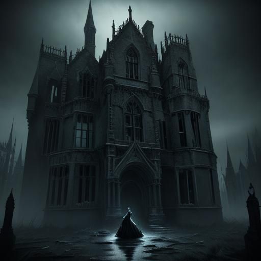 Emo lady surrounded by skeleton cats 
Abandoned castle horro...