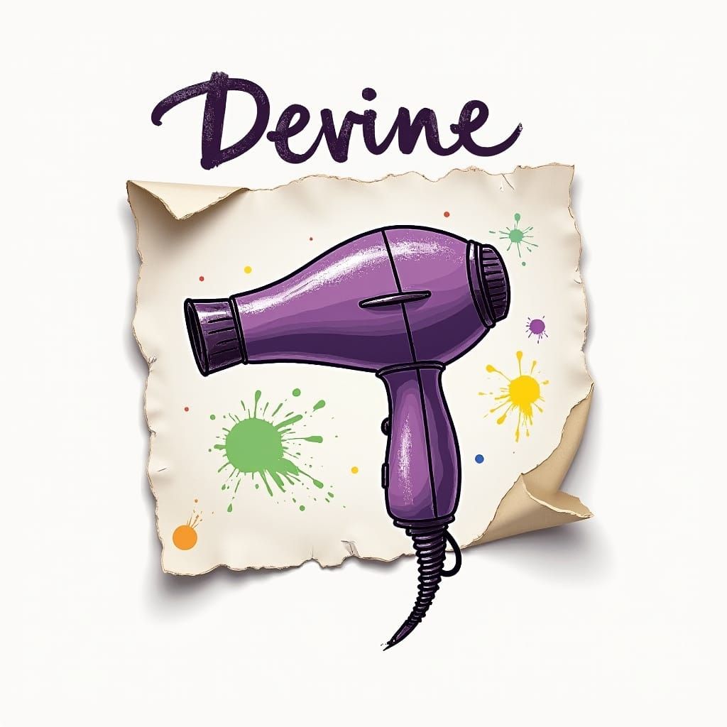 Playful Hairdryer Logo Design in Pictionary Style