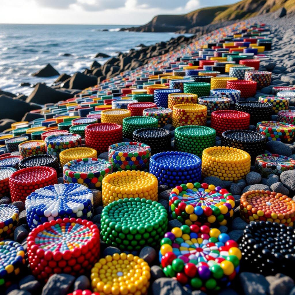 Giant's Causeway Reimagined with Colorful Beads