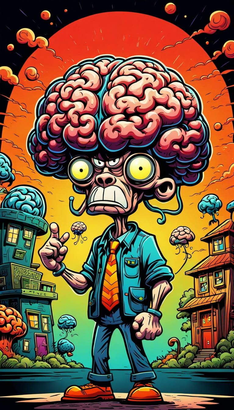 Stinky and the Brain in Cartoon Style