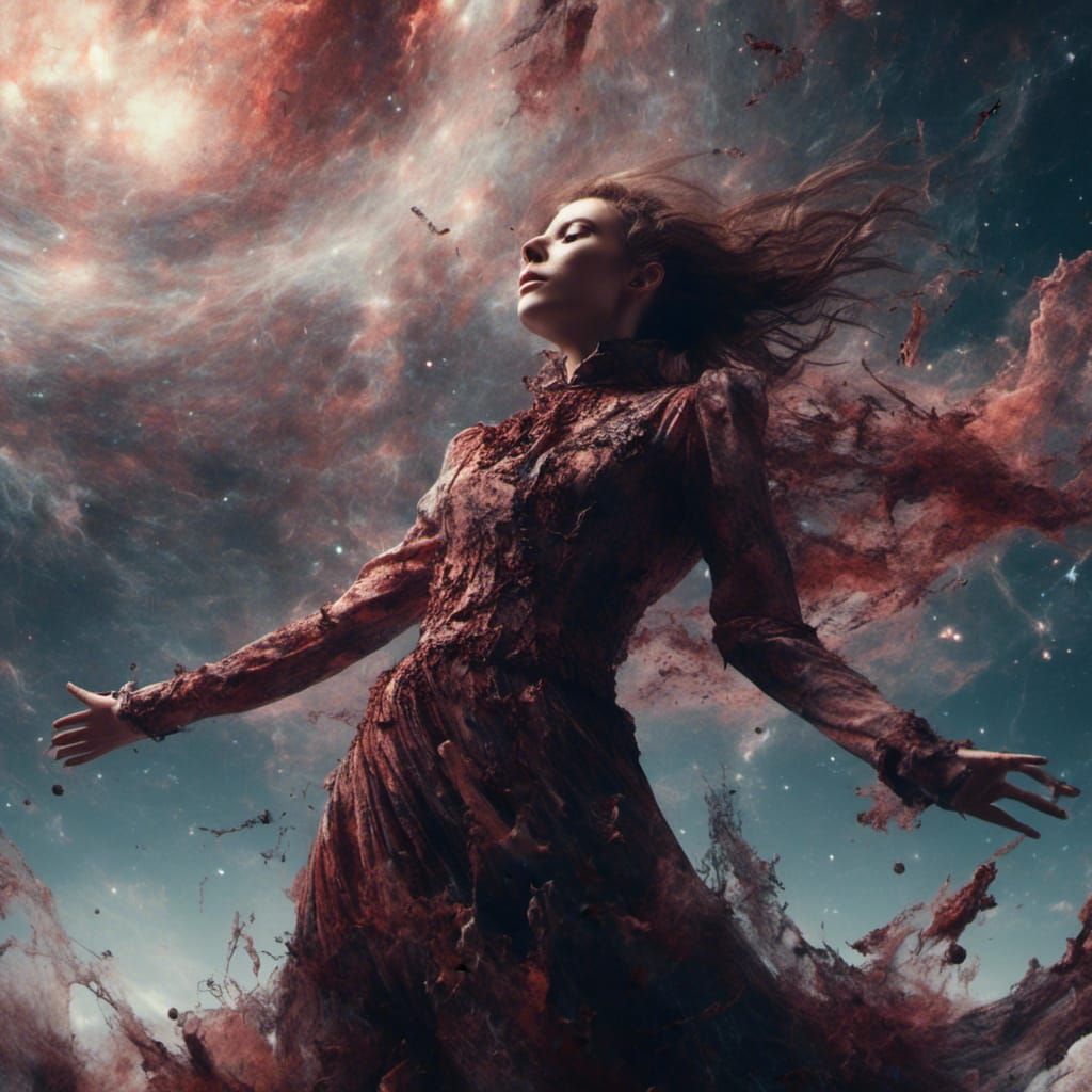 Prophetess Floating in Infinite Galaxy Space