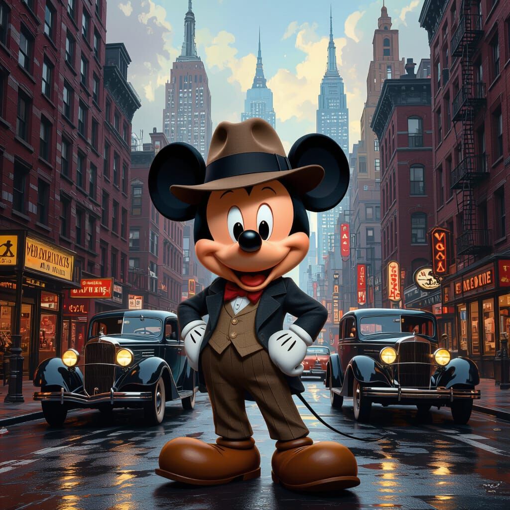 Mickey Mouse in 1920s New York as Matte Painting