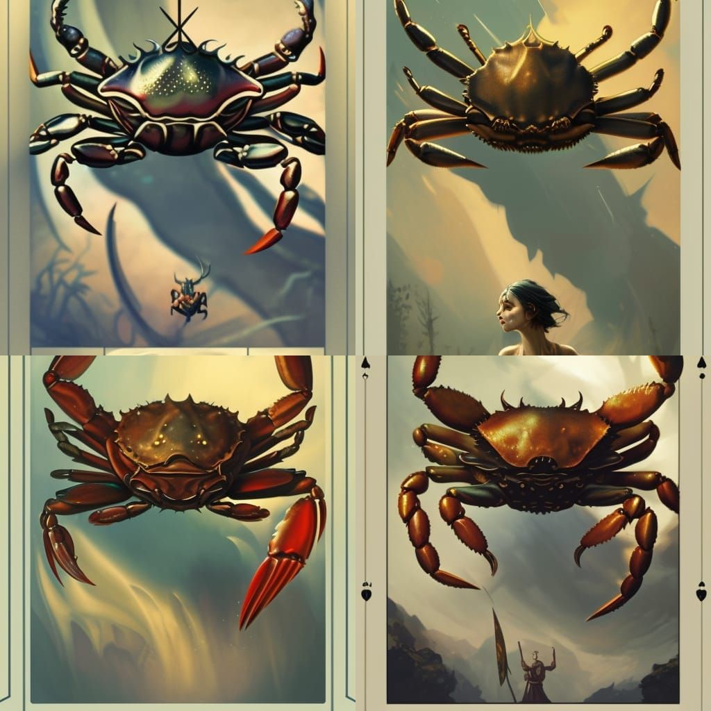 Crab Tarot Card in Dark Fantasy Style